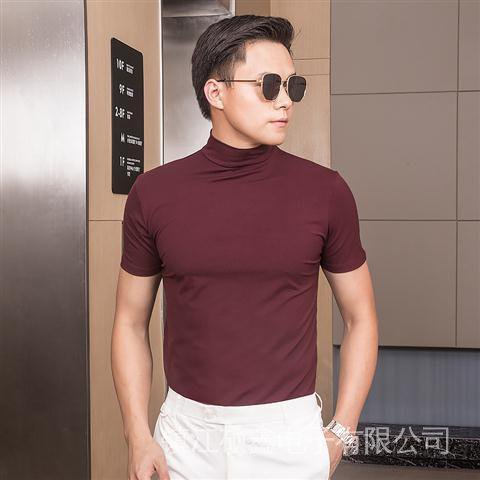 Áo Thun Nam Tay Ngắn Cổ Cao Màu Trơn Vải Cotton Lụa Mát
