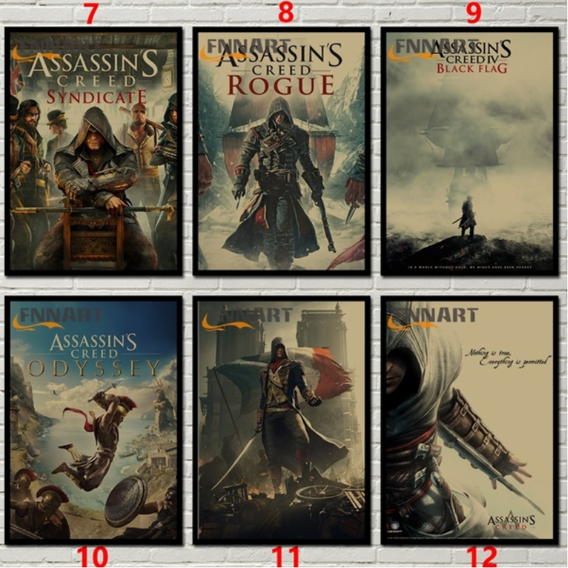 ORIGINS 1 Poster Game Assassin 's Creed Odyssey / Uniy / Degins Cover Vintage 42x30cm