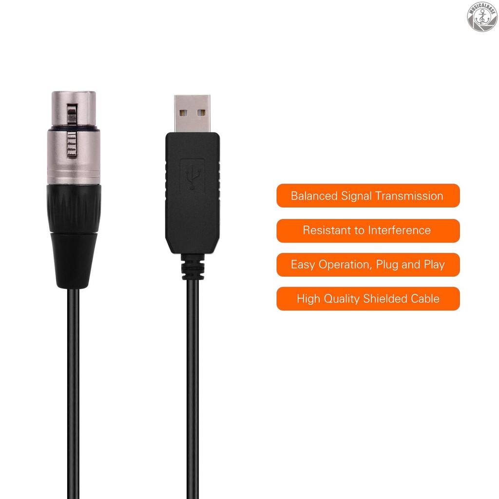 T&T RS485 DMX512 Converter Cable USB to 3Pin XLR Female Interface Computer Connecting Stage Lighting Devices LED Control Cable Compatible with Freestyler Download Transparent Plug 5m Length