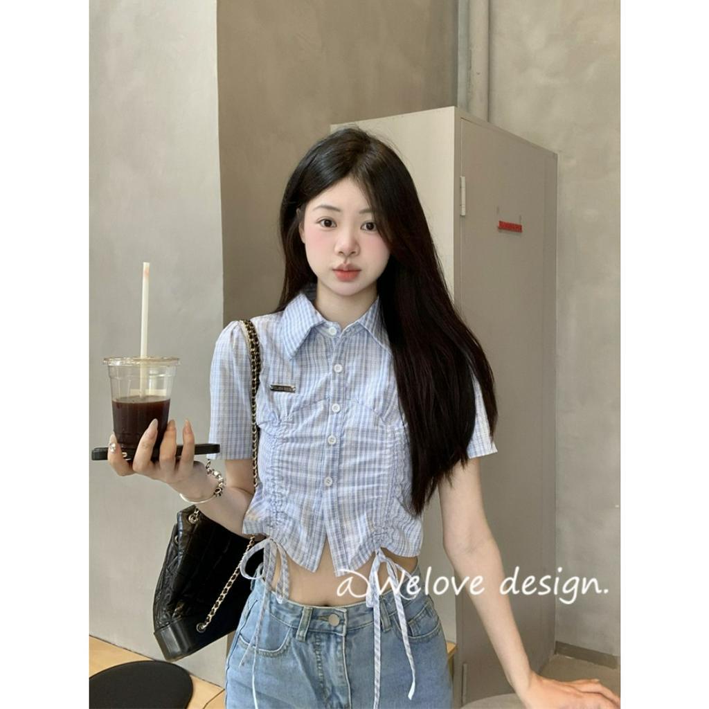 「 WELOVE1 」Áo Sơ Mi Ngắn Mỏng Phù Hợp Với Mùa Hè Cho Nữ