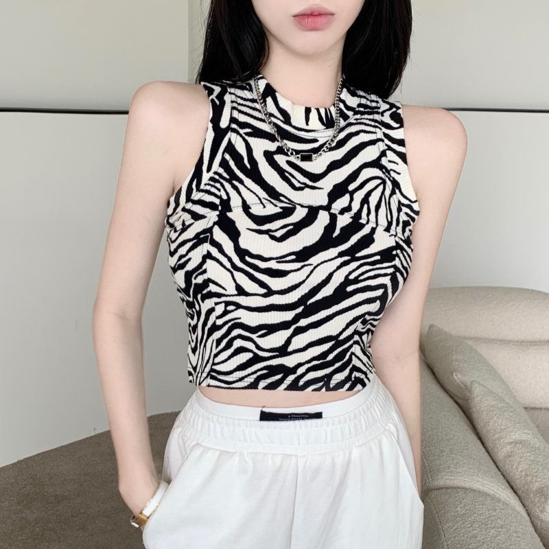 Áo croptop sát nách họa tiết sọc caro quyến rũ, cá tính cho nữ, dáng ôm body, chất liệu len dệt kim