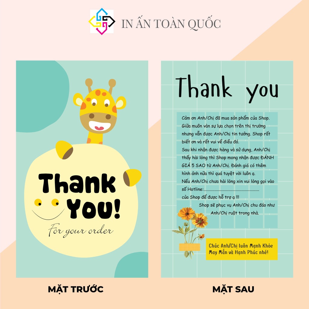 Bộ 100 card cám ơn, card Thank you sáng tạo độc đáo hợp trend, siêu cute  dành riêng cho shop bán hàng