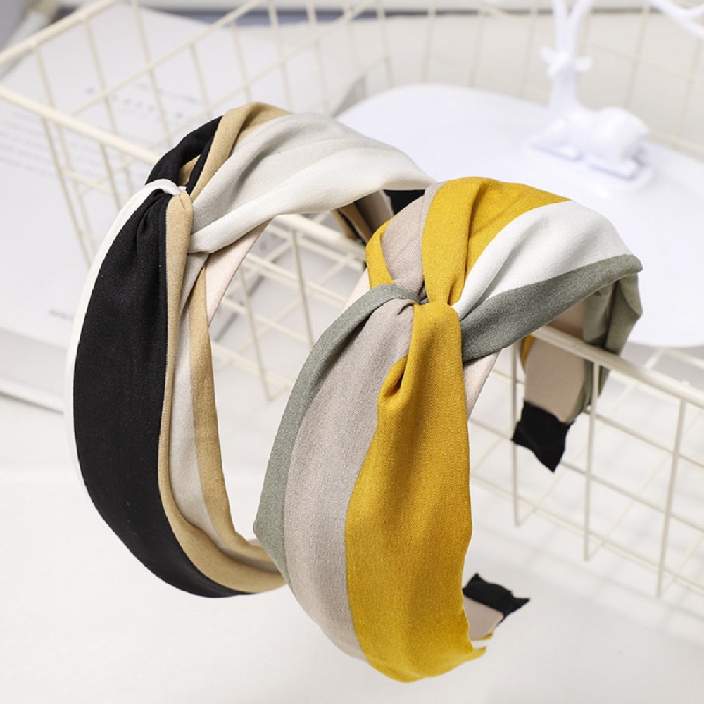 Băng Đô Cài Tóc Bản Rộng Họa Tiết Kẻ Sọc Nhiều Màu Chống Trượt Thời Trang Cho Nữ