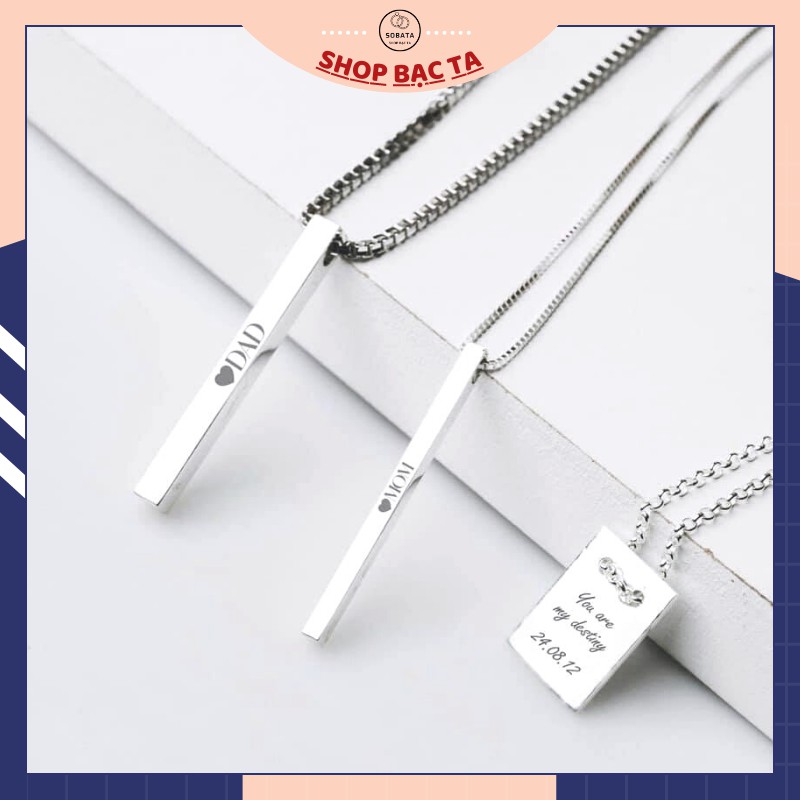 Vòng cổ đôi bạc ta khắc tên theo nhu cầu phù hợp các đôi đang yêu - SDCN23 - Shopbacta