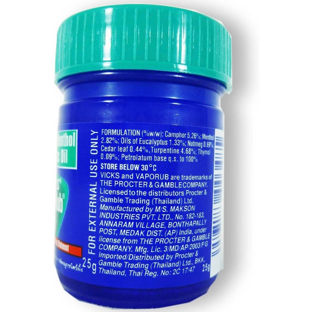 DẦU BÔI ẤM NGỰC GIẢM HO VICKS VAPORUB (DẦU CÙ LÀ VICKS VAPORUB) - 25GR - HÀNG CHÍNH HÃNG