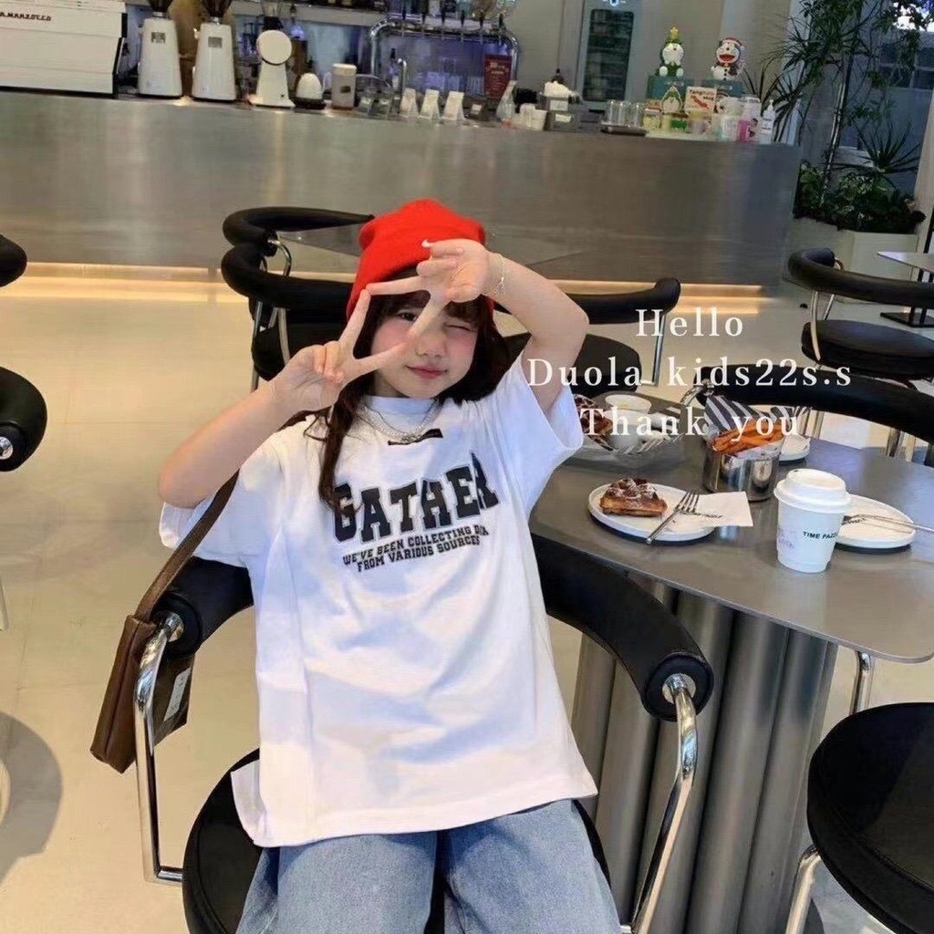 Áo Thun Cotton Tay Ngắn Phong Cách Hàn Quốc Thời Trang Mùa Hè Hàng Mới Dành Cho Bé Gái 2022