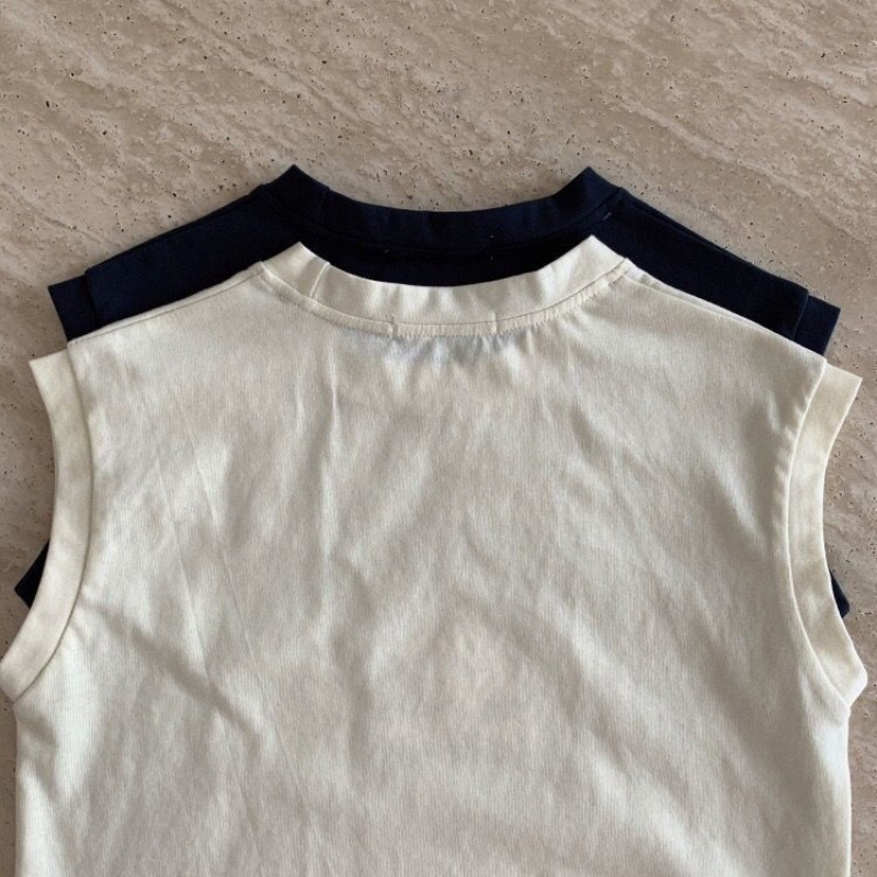 MNGRL Áo Ba Lỗ Không Tay Vải Cotton Hàn Quốc Mềm Mát Thời Trang Mùa Hè Cho Bé Trai