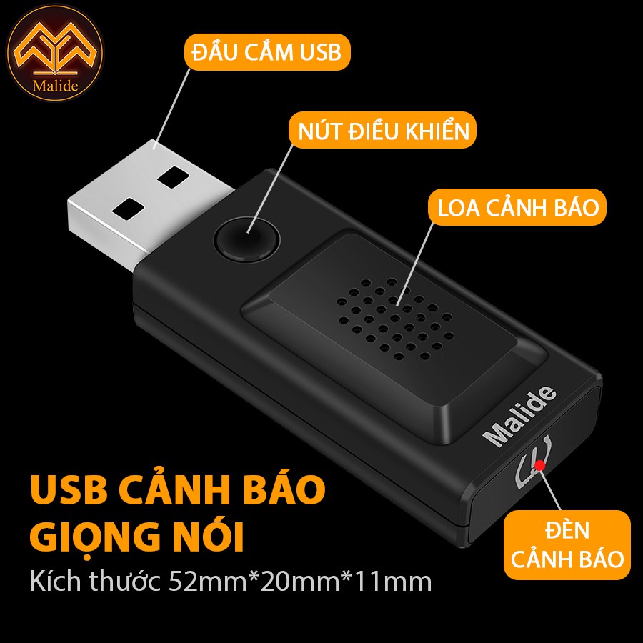 [CHÍNH HÃNG] Cảm biến áp suất lốp van trong Malide cao cấp kết nối APP điện thoại + USB cảnh báo âm thanh - Model B02R06