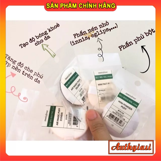 Bông mút tán phấn nén phủ bột INNISFREE Mini Pact / Powder Puff mềm mịn tán đều trên da hiệu quả