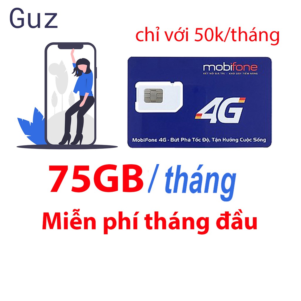 Sim 4g Mobifone FD50 gói 2,5Gb/ngày(75Gb/tháng) Free tháng đầu Sim Mobi FD50N xài thả ga chỉ 50k/tháng