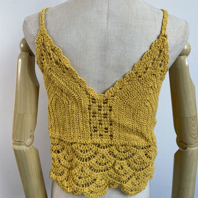 Áo Croptop Dệt Kim Hai Dây Cổ Chữ V Khoét Sâu Nhiều Màu Phong Cách Boho Quyến Rũ Cho Nữ