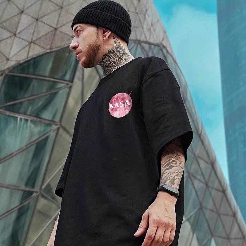 Áo Thun Tay Ngắn Cổ Tròn Dáng Rộng In Hình Phi Hành Gia Thời Trang Mùa Hè Cho Nam Giới Size M-8XL