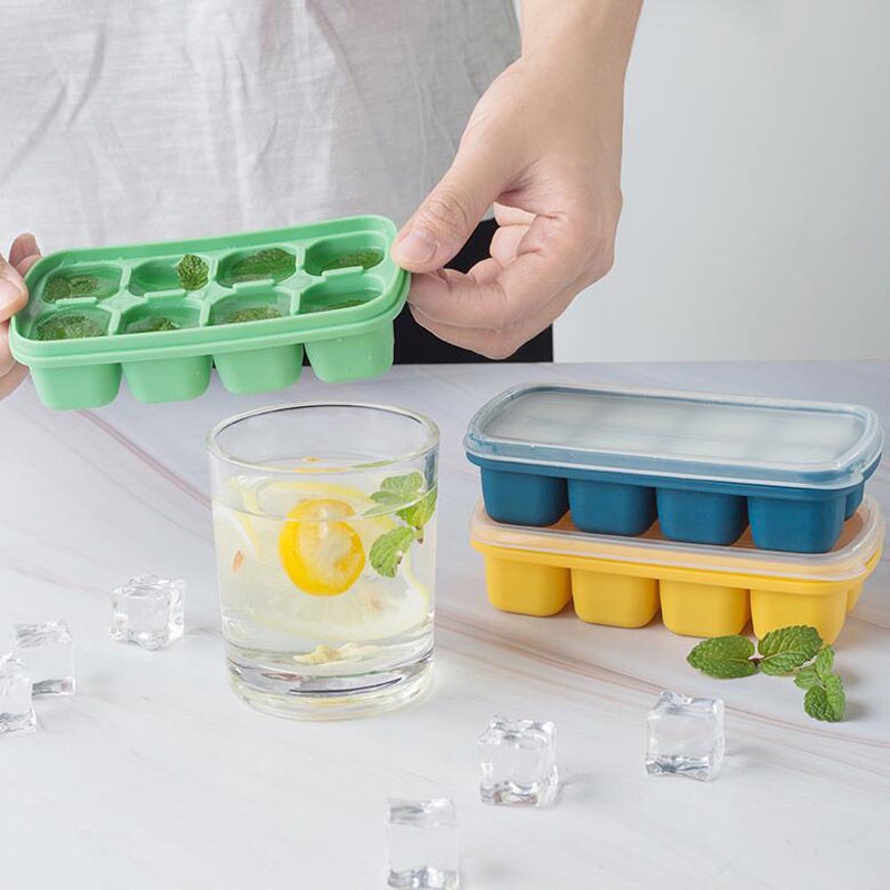 Khuôn Silicone Làm Đá 8 Ô Có Nắp Đậy