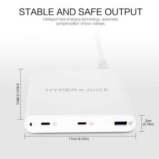 Củ Sạc Mabook Pro, iPad Pro, iPhone 12, Note 10+HYPERJUICE HJ-PD87 100W (02 PD 3.0/QC 4.0 & 01 USB-A QC 3.0)