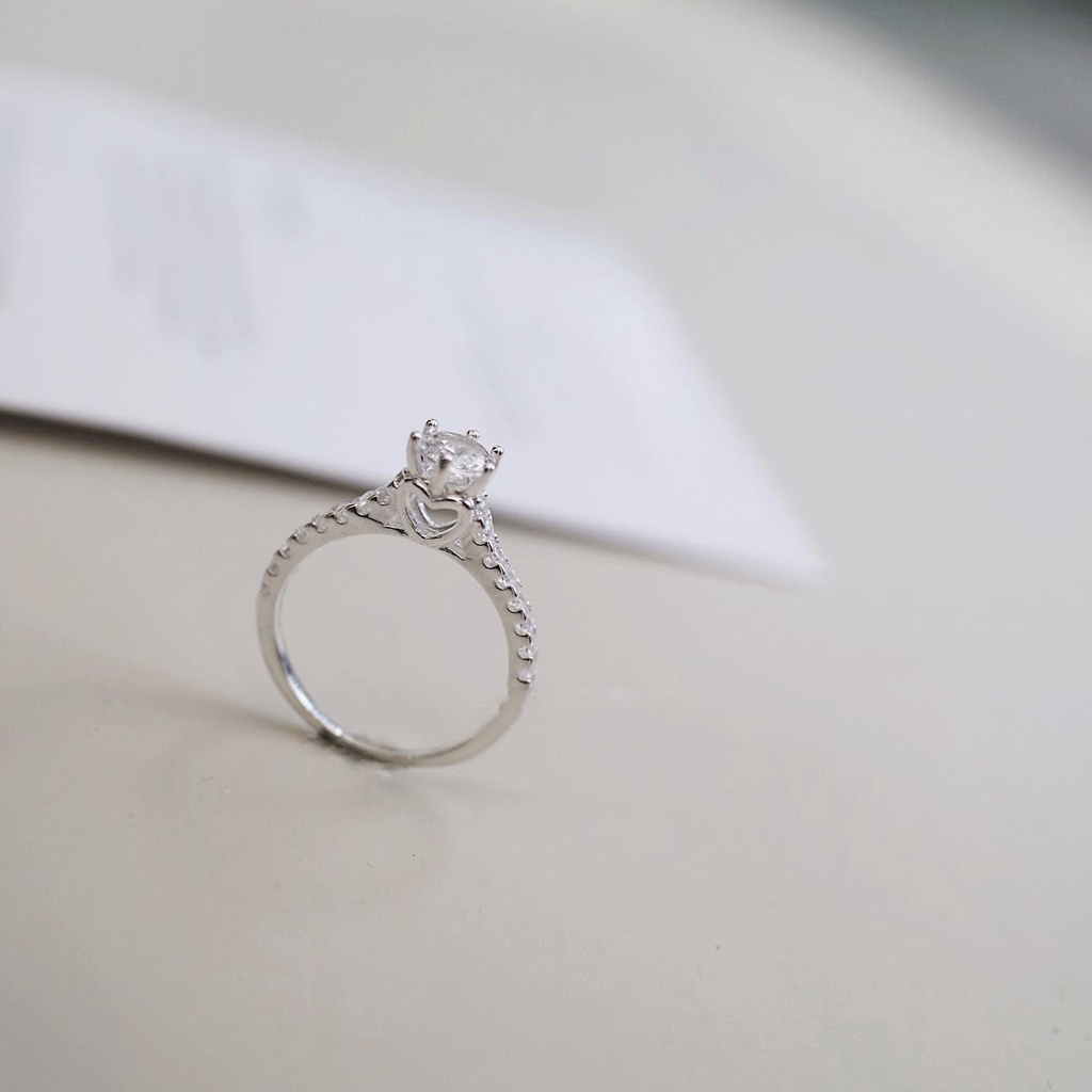 Nhẫn Bạc nữ đính đá tim cao cấp / Nhẫn bạc thả tim độc đáo _ 𝑪𝒂𝒎 𝒌𝒆̂́𝒕 𝒄𝒉𝒖𝒂̂̉𝒏 𝑩𝒂̣𝒄_ TUNA SILVER Trang sức Bạc cao cấp