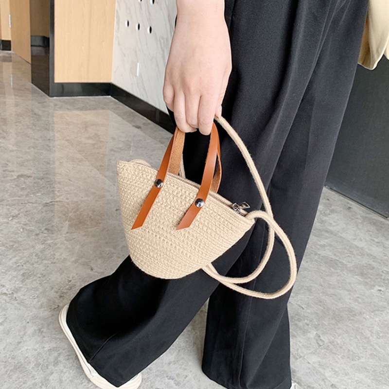 Túi Đeo Vai Đan Sợi Kiểu Pháp Cổ Điển Thời Trang Đi Biển Cho Nữ