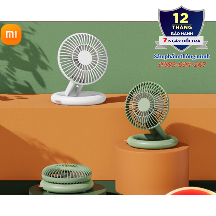 Quạt tích điện để bàn Xiaomi Qualitell ba trục - dung lượng 2000 mAh - thời gian sử dụng lên tới 7 giờ