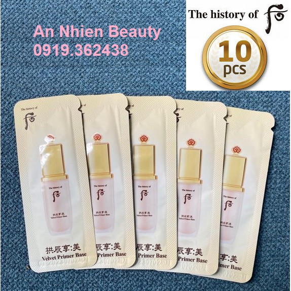 Combo 10 gói kem lót Whoo Make up Gongjinhyang Mi Velvet Prime Base 1ml x 10
