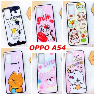 Ốp lưng oppo A54 vân kim cương viền dẻo hình bò dễ thương