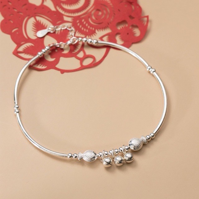 Lắc chân bạc H.A.S hình chuông cá - HLC7