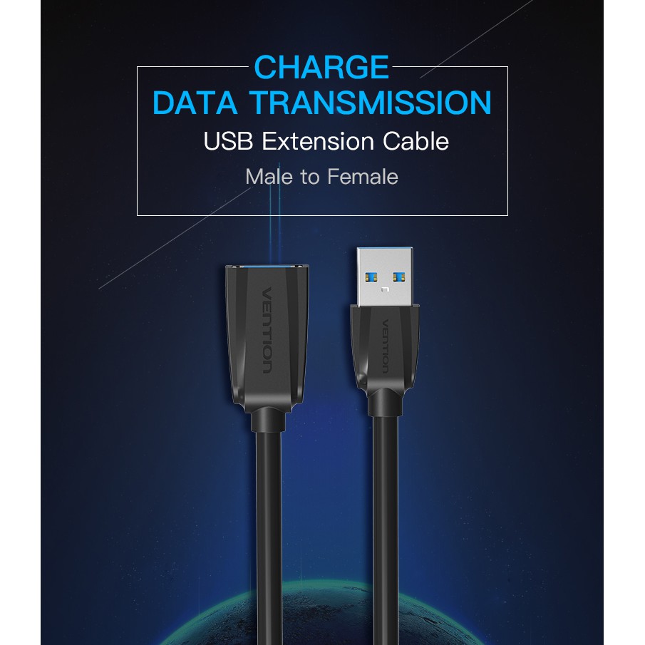 Dây cáp nối dài USB 3.0 1.5m/3m Vention VAS-A45 - Bảo Hành 12 tháng - Hàng chính hãng