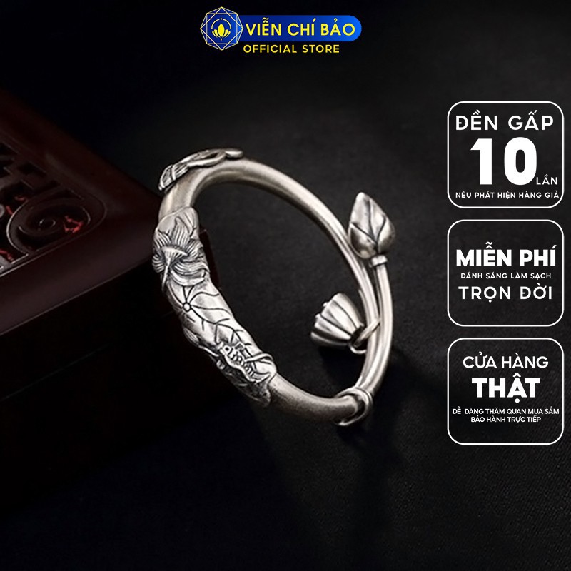Vòng tay bạc nữ Đài sen cá chép mix charm chất liệu bạc Thái 925 thời trang phụ kiện trang sức Viễn Chí Bảo L100315