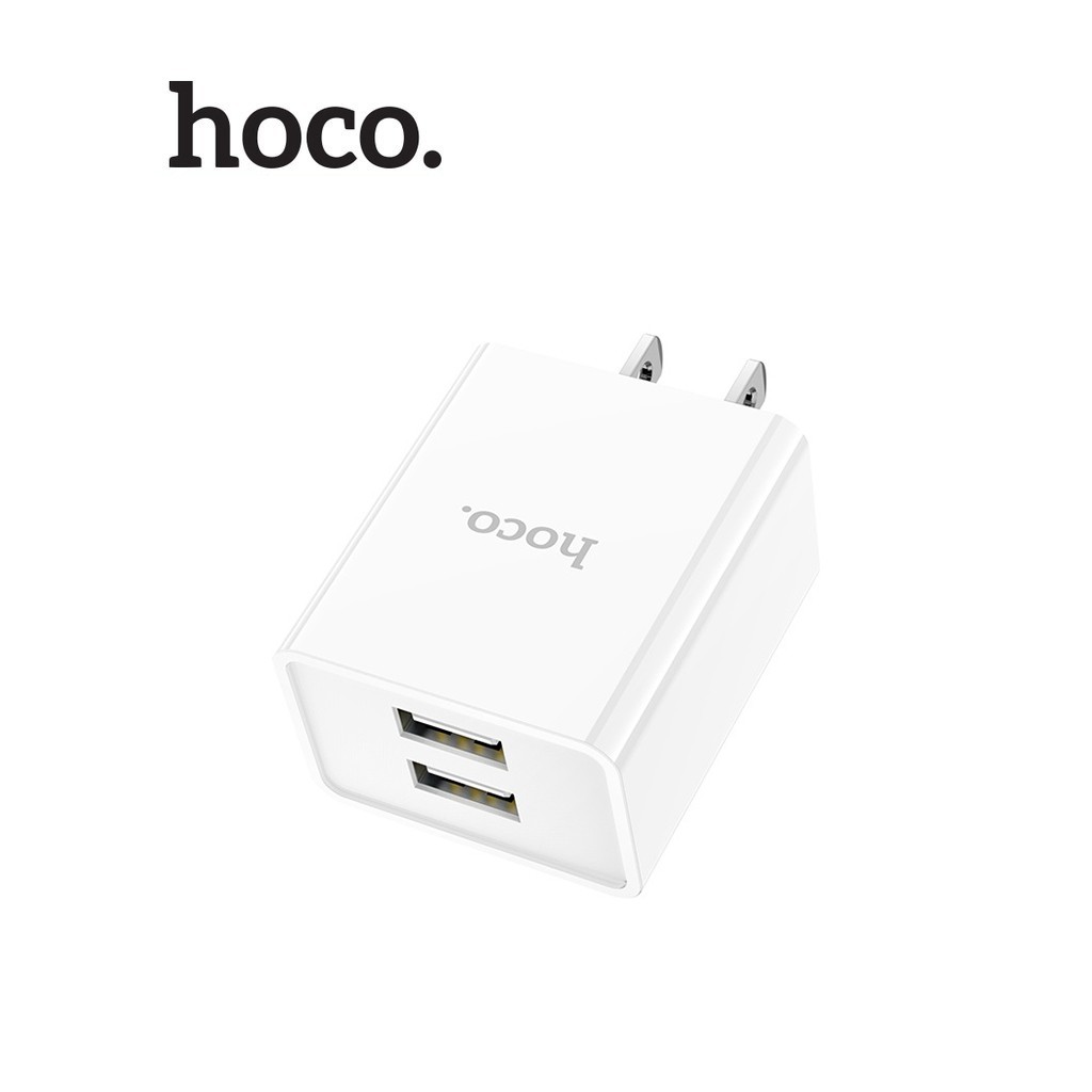 Cốc sạc nhanh 2.1A Hoco C89 chân dẹt 2 cổng Usb tiện lợi sạc 2 thiết bị cùng lúc