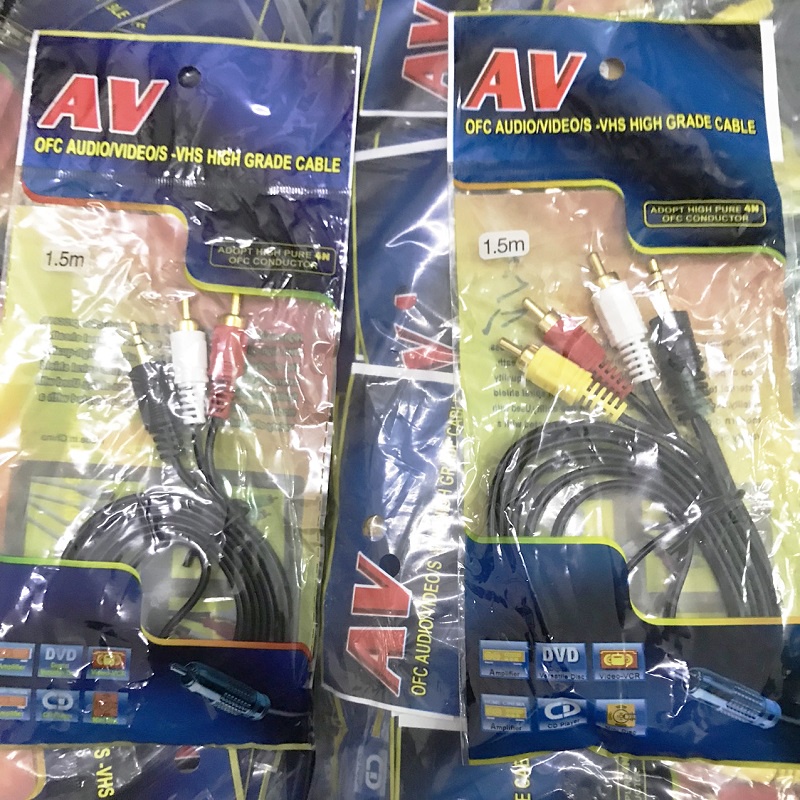 Cáp AV, cáp loa Jack 3.5 ra 2 đầu, 3 đầu dây dài 1.5m
