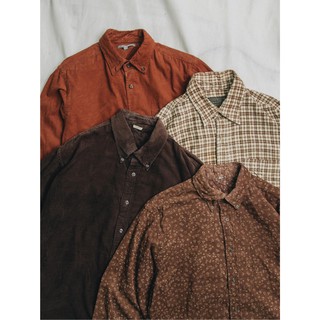 Áo sơ mi nhung tăm 2hand (Secondhand) vintage, cổ điển, bụi bặm