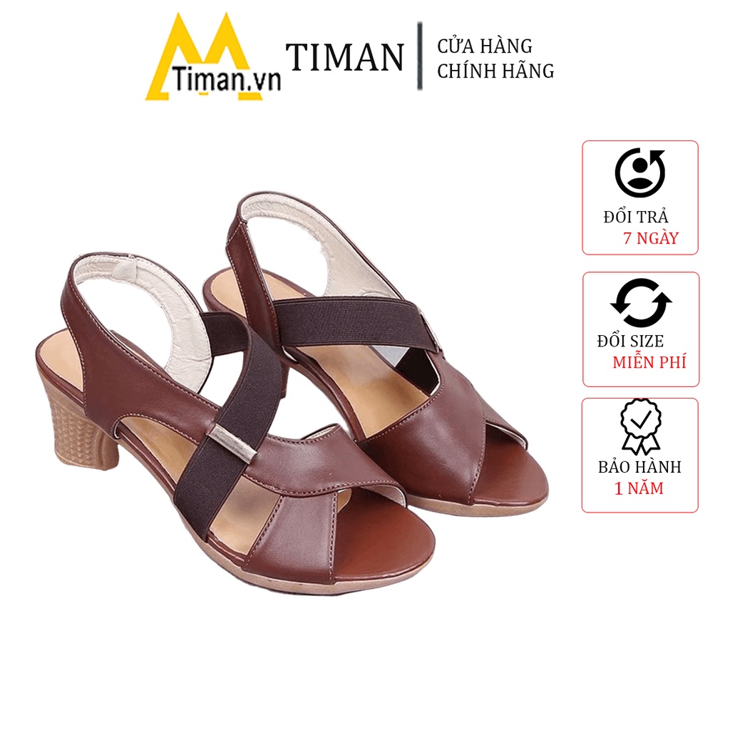 Giày cao gót cao 5 phân nữ mũi nhọn đế vuông màu trắng kiểu nơ đính đá bít mũi 7 phân bảo hành 1 năm DA11 TIMAN