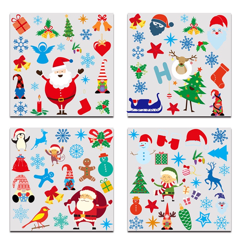 Bộ 4 miếng dán tường/cửa sổ hình ông già noel chống thấm nước