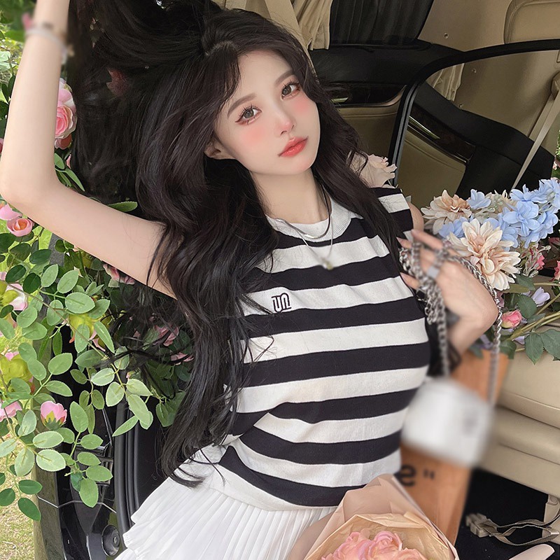 Áo Dệt Kim Sát Nách Hở Vai Quyến Rũ Thời Trang Phong Cách Hàn Quốc