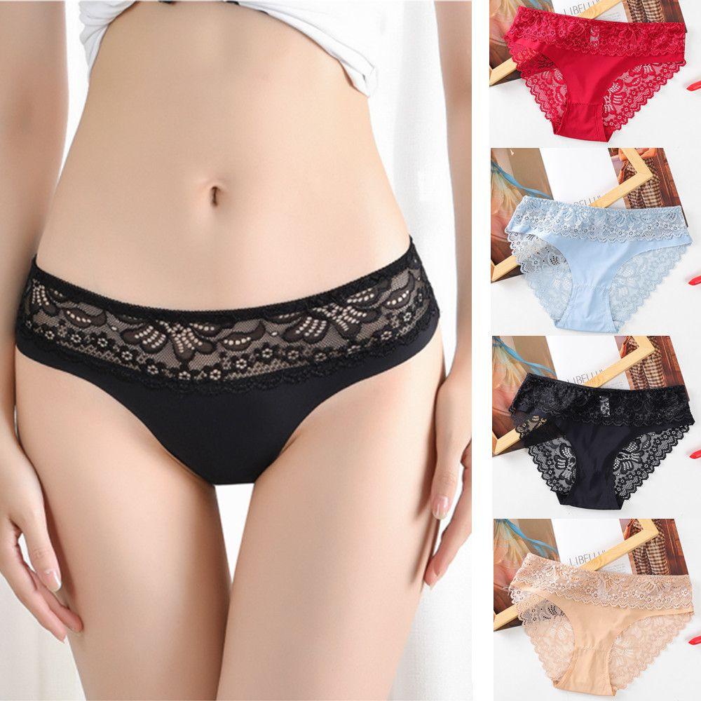 WATTLE Quần Lót Lụa Phối Ren Lưng Thấp Quyến Rũ Thời Trang Cho Nữ