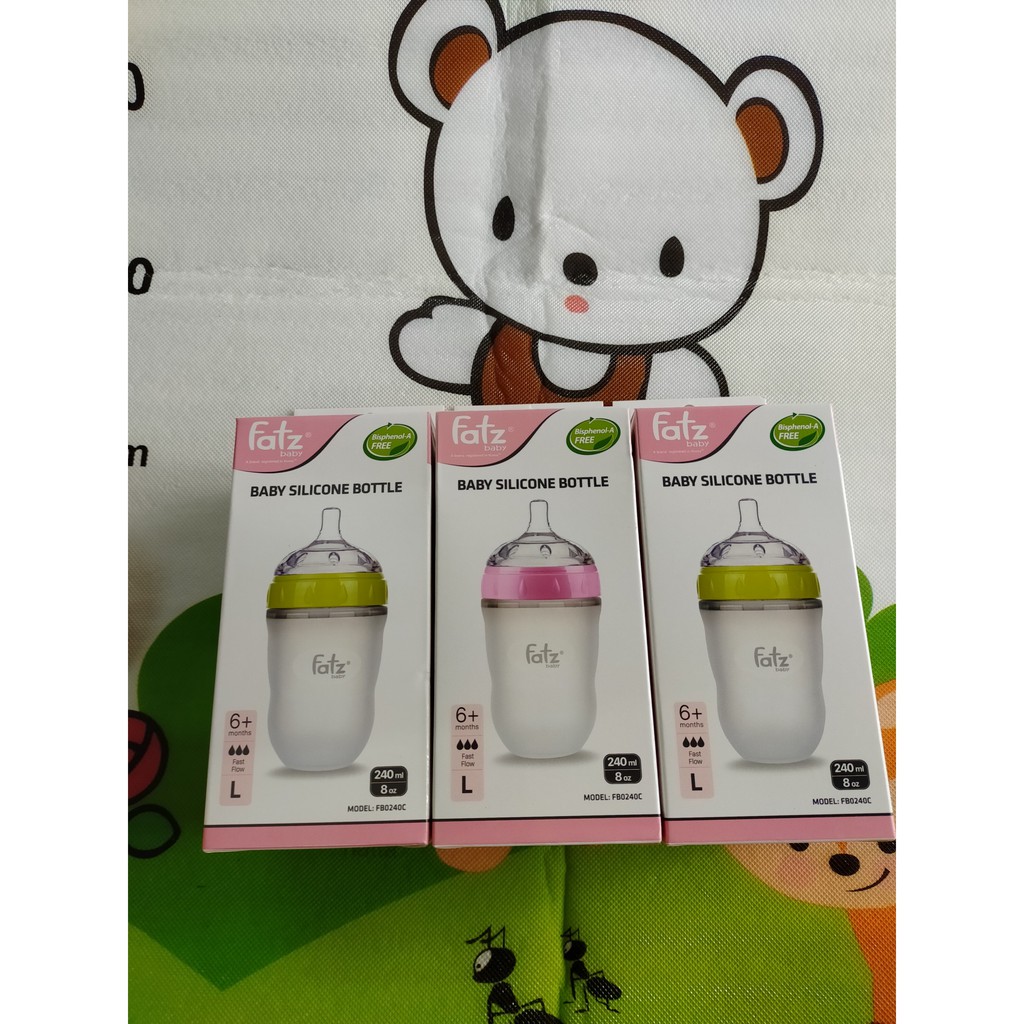 Bình Sữa SIlicon Cổ Siêu Rộng FATZ Fatzbaby 180ml / 240ml - FB0180C / FB0240C (Công nghệ Hàn Quốc)