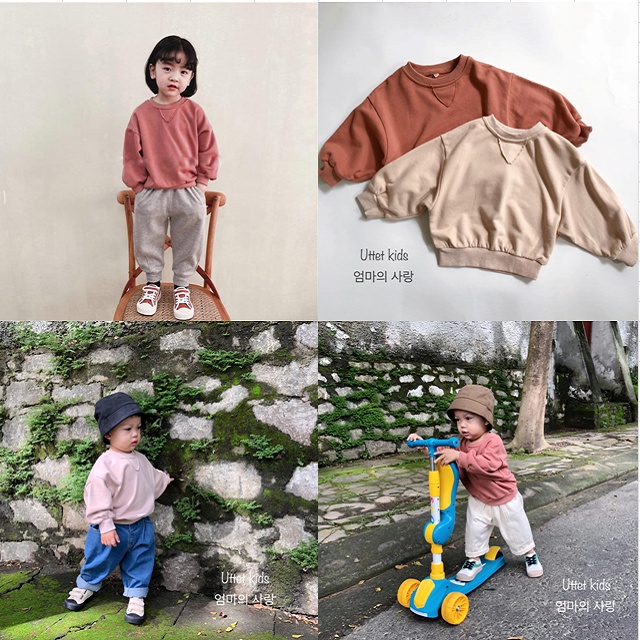 [Ảnh thật] ÁO SWEATER TRƠN 1243 DÀNH CHO BÉ GÁI VÀ BÉ TRAI SIZE 80 ĐẾN 120 MÙA THU ĐÔNG