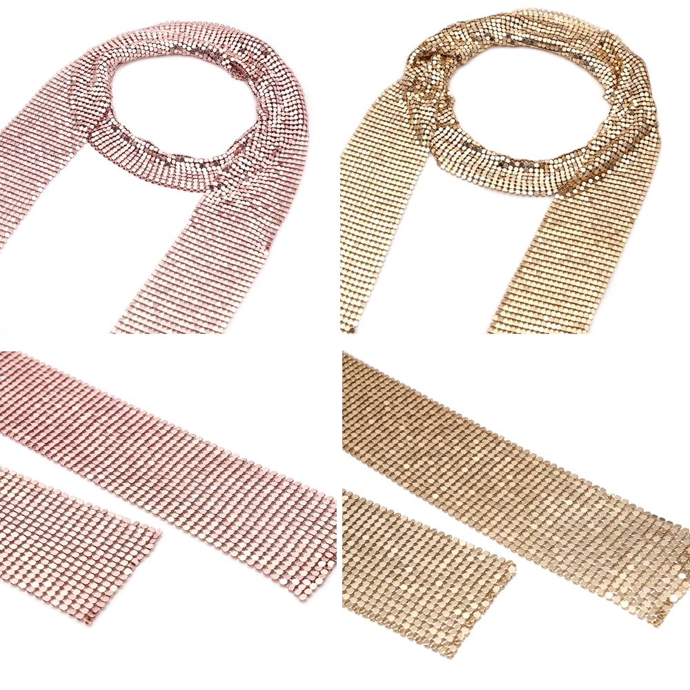 Khăn quàng cổ dài mỏng phối sequin hợp kim nhôm lấp lánh