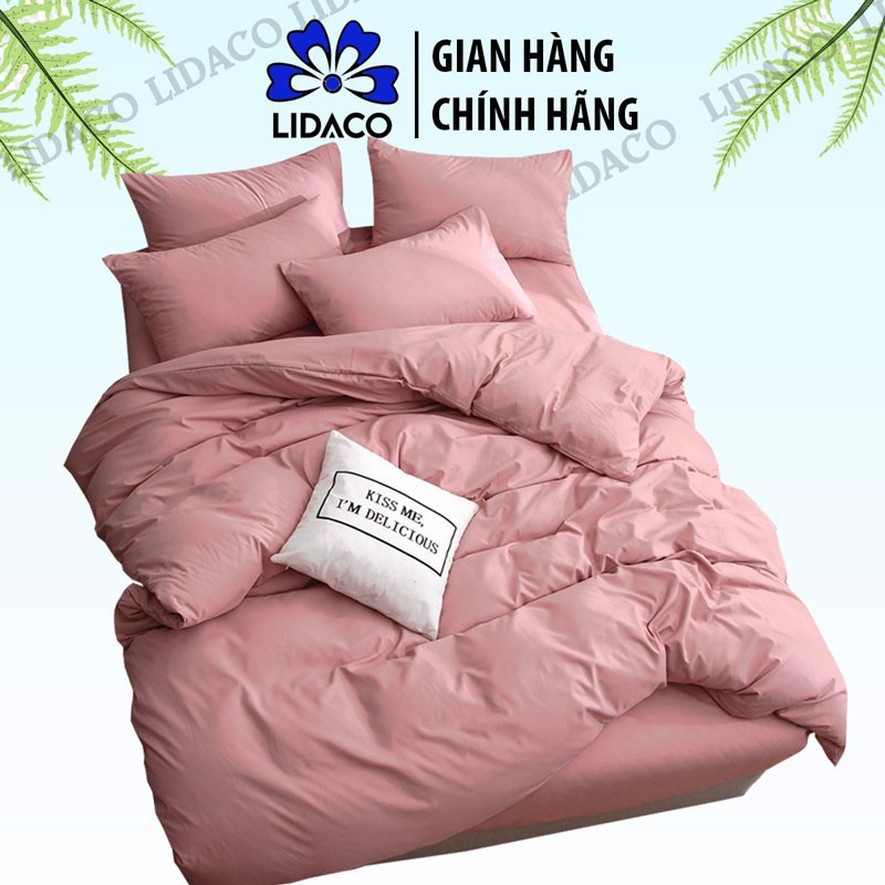 ♈Bộ chăn ga gối cotton Lidaco các mẫu một màu đơn sắc