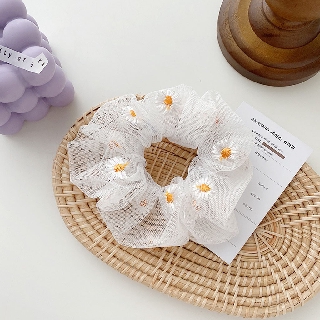 Cột tóc vải thêu Hoa Cúc Scrunchies KT40
