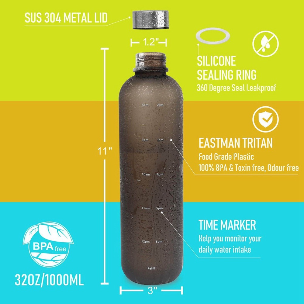 Bình Nước Thể Thao 1000ml Cỡ Lớn Có Nắp Đậy Tiện Dụng