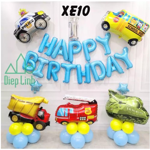 Bong bóng hình size 55cm các loại xe, máy bay trang trí sinh nhật Phụ kiện trang trí sinh nhật happy birthday cho bé