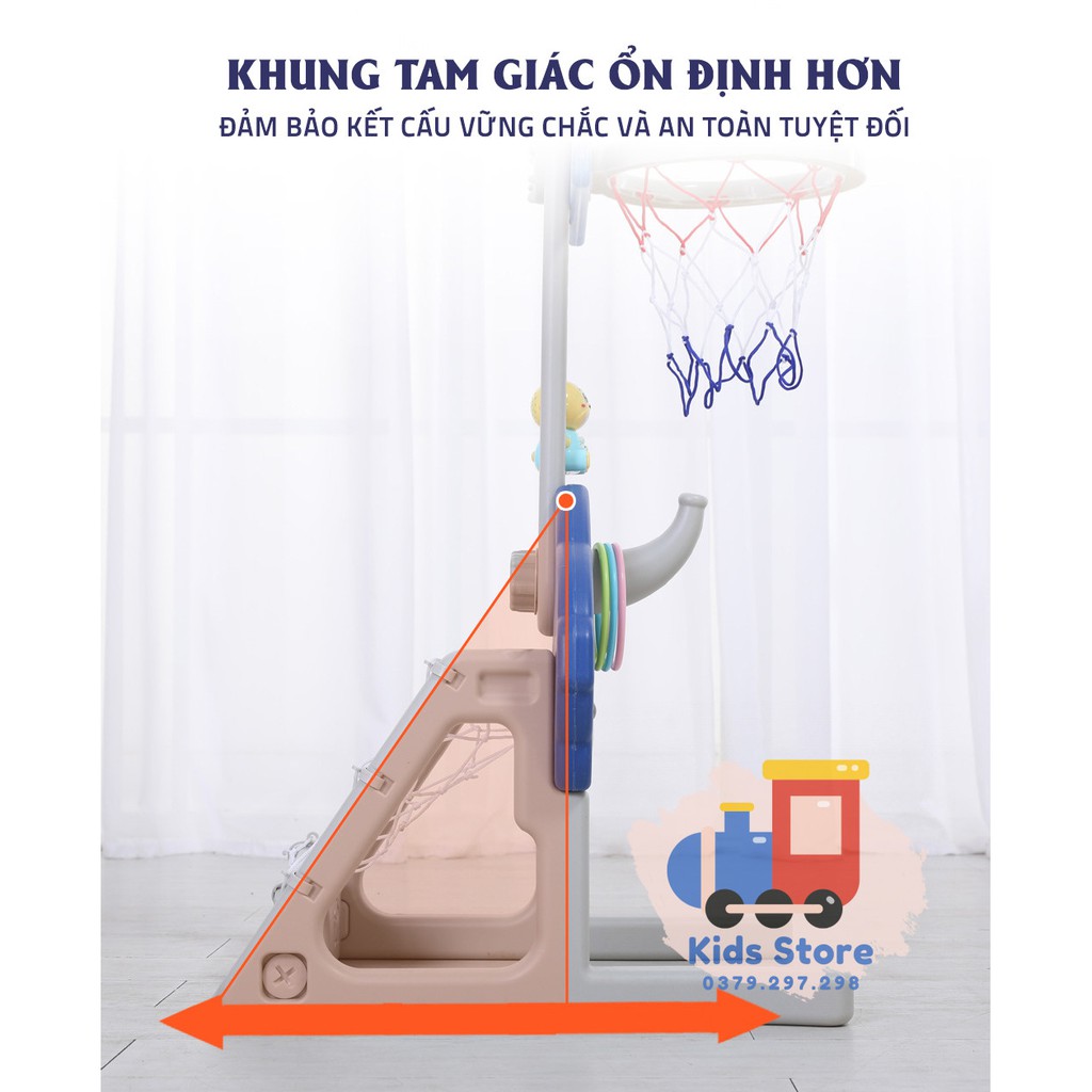 Đồ Chơi Bộ Bóng Rổ 5 trong 1 - Giúp trẻ Phát Triển Kĩ Năng Thể Thao - màu Xanh/Đỏ - Đồ Chơi trẻ em