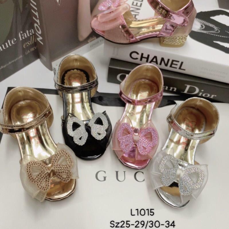 GIÀY CAO GÓT NƠ BƯỚM HỞ MŨI CHÂN CHO BÉ GÁI SIZE 25-35
