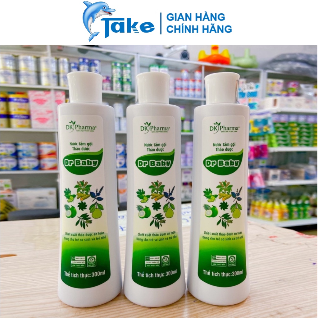 Nước Tắm Gội Thảo Dược_ Dr Baby Dkpharma 300ml - Hoàn Toàn Từ Thảo Dược An Toàn Cho Trẻ Sơ Sinh
