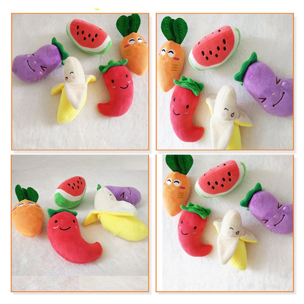 Đồ chơi trái cây vải lông có phát ra âm thanh thú vị cho các bé