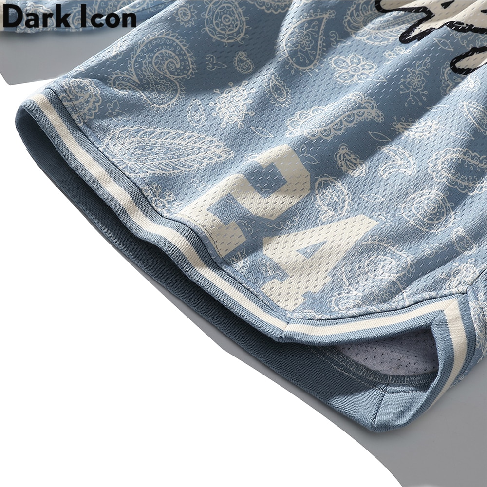 Dark Icon Light Blue Bandana Shorts Men Summer Jersey Material Men's Shorts Streetwear Shorts for Male