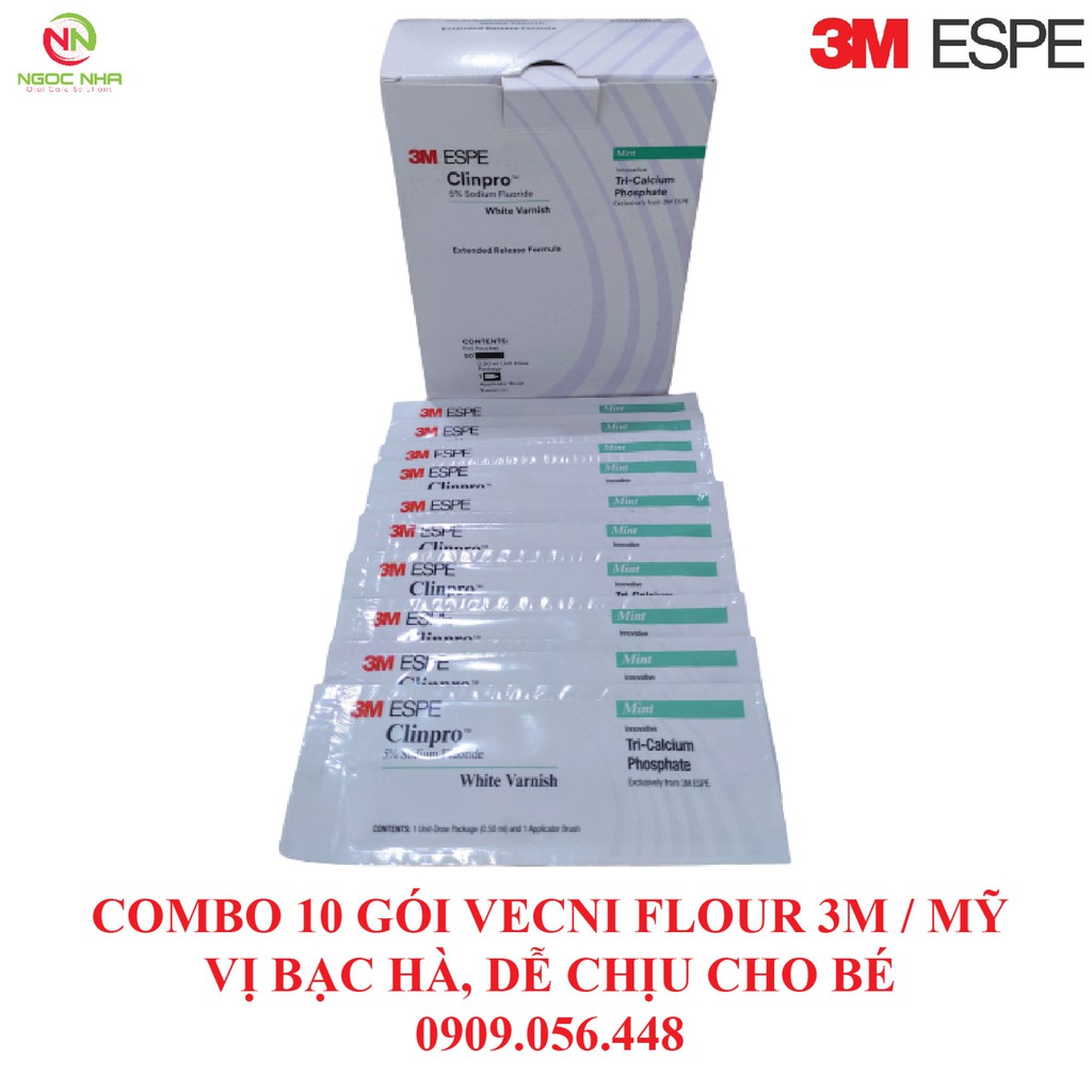 Combo 10 gói Gel bôi vecni flour chống sâu răng trẻ em 3M Clinpro White Varnish bảo vệ men răng - Hàng chính hãng 3M/Mỹ