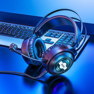 Tai nghe chụp tai có mic game hoco W101,w102 điều chỉnh âm lượng chơi game liên quân trên PC máy tính điện thoại laptop