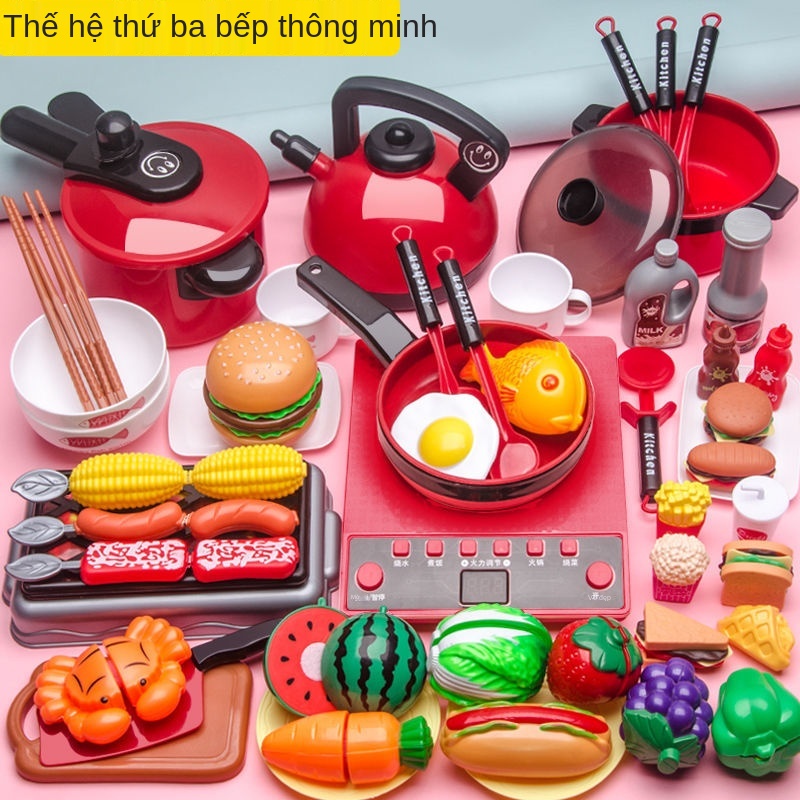 J Trẻ em chơi nhà mô phỏng nồi cơm điện bếp bộ đồ nấu ăn cậu bé cô gái dùng