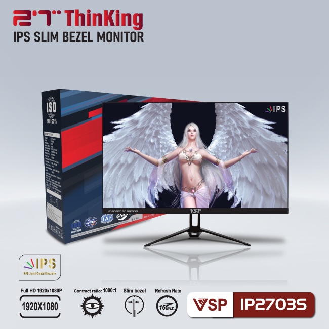 Màn hình VSP IP2703S 27inch Gaming (27&quot; IPS FHD 165Hz, HDMI+DP+Audio 3.5) - Hàng chính hãng