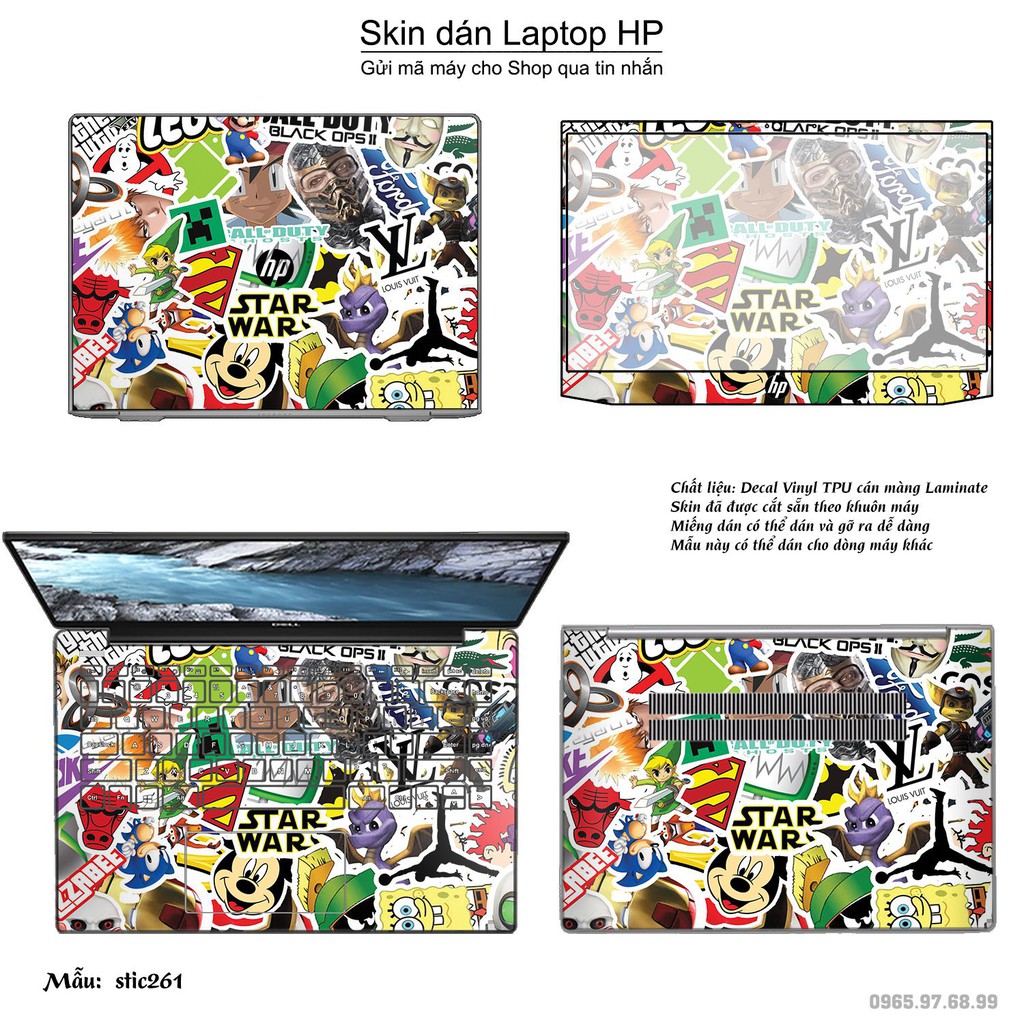 Skin dán Laptop HP in hình sticker bomb _nhiều mẫu 2 (inbox mã máy cho Shop)